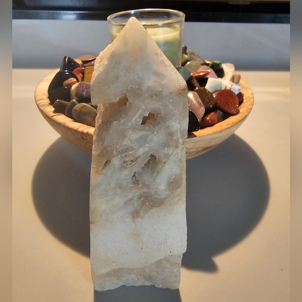 Crystal Calcedony Tower With Lots Of Druzy Pockets!